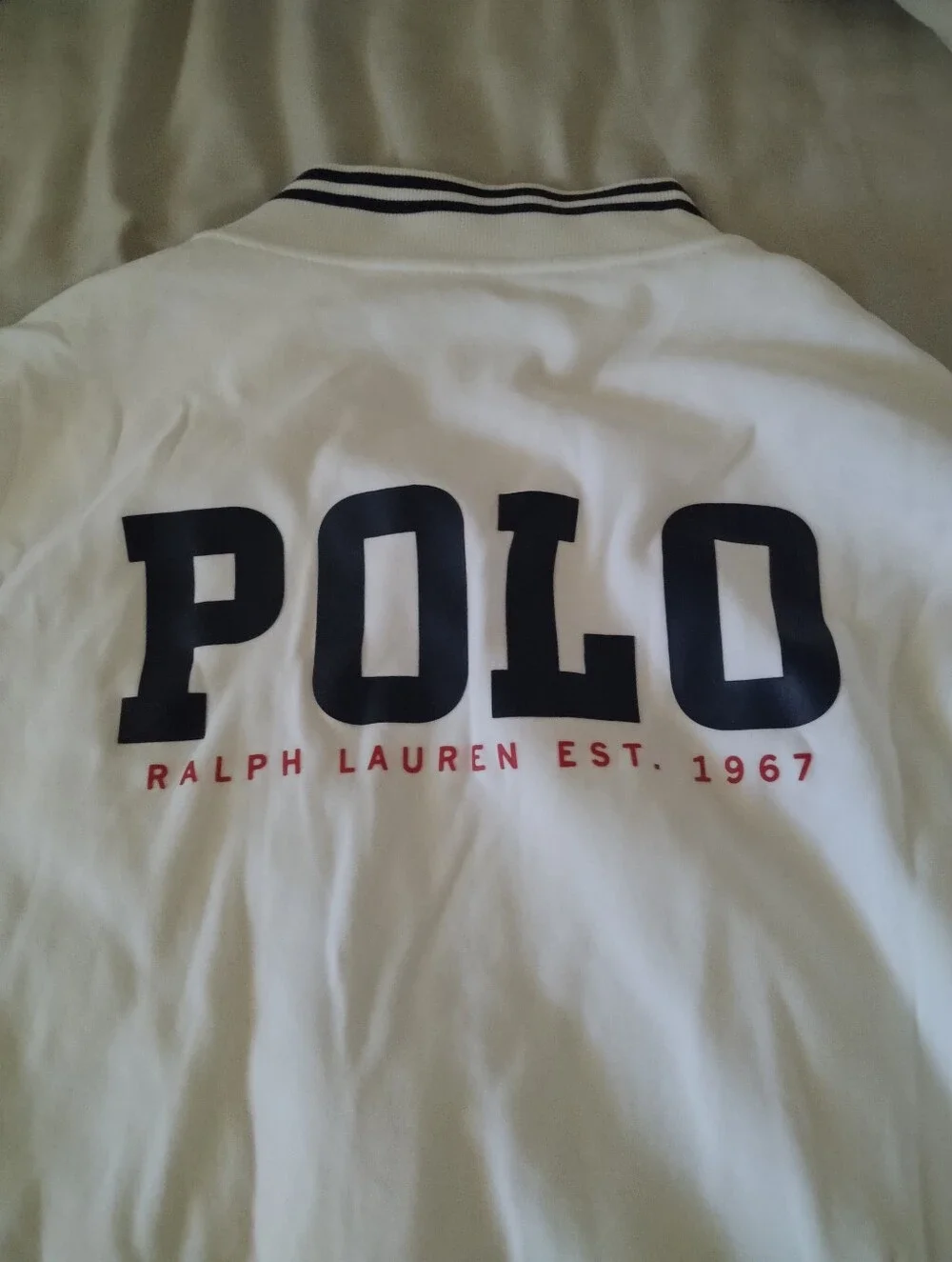 Polo by Ralph Lauren White Track Jacket with Navy Trim - Picture 1 of 3
